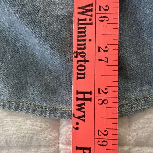 Vintage CACHE Shirt Womens Small Blue Chambray Studded Lace Sleeve 90s Western - Picture 15 of 15